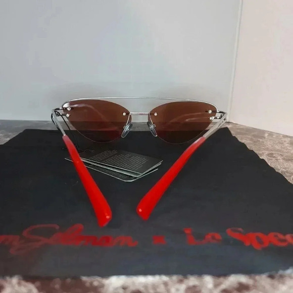 Adam Selman X Le Specs | The Coupe Cat-Eye Red and  Silver Sunglasses - NWT - Picture 5 of 16